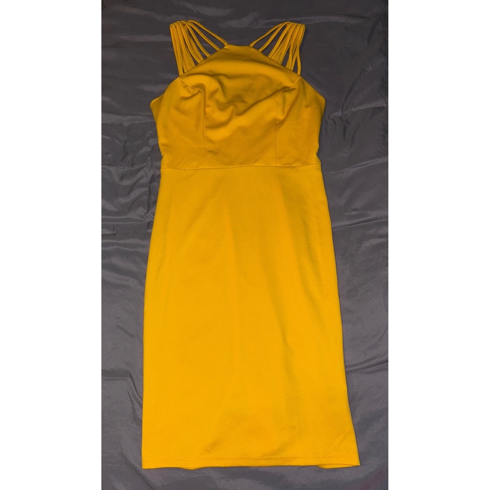 NEW Grace Karin Sleeveless Yellow Strappy Knee Length Bodycon‎ Dress, Small